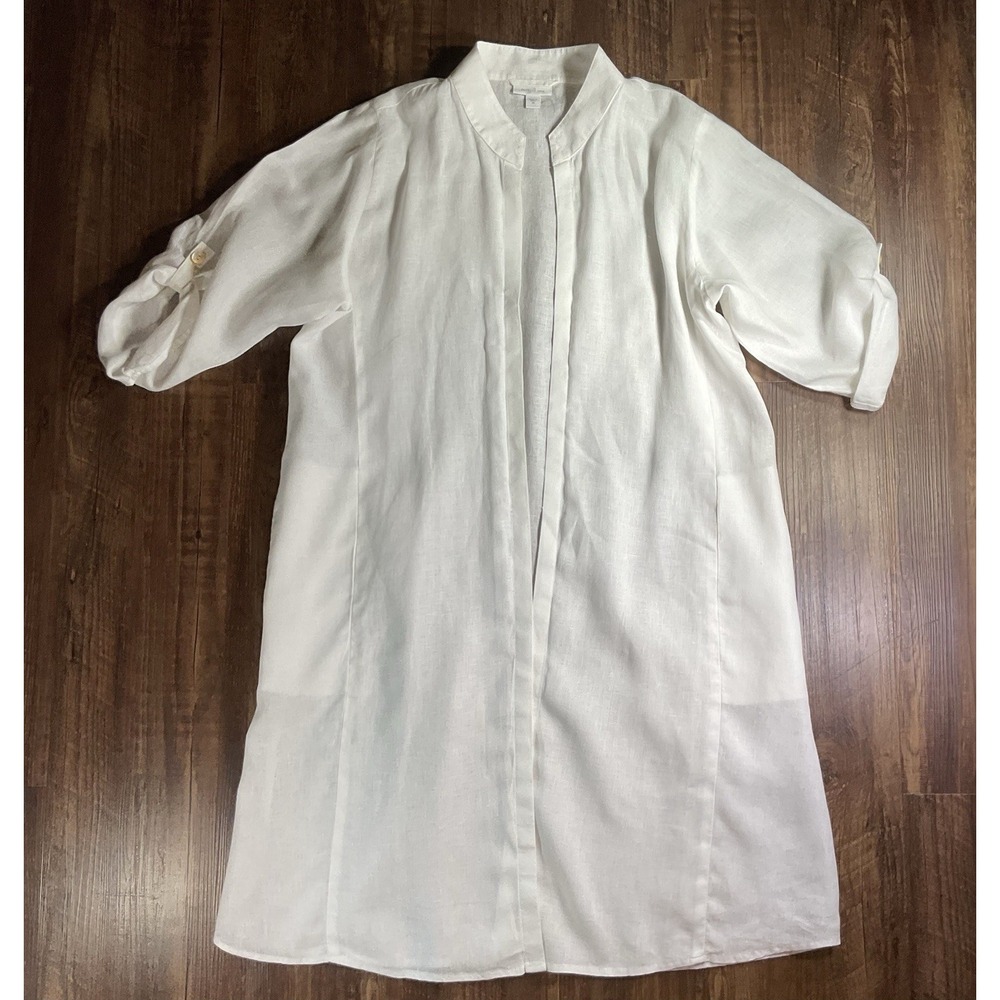 J Jill Pure Jill Duster Size XS 100% Linen Open Front Longline Kimono Lagenlook